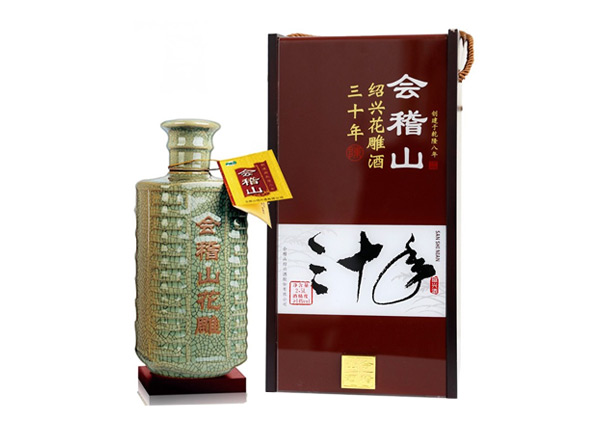 上海会稽山黄酒回收会稽山三十年绍兴花雕酒30年木盒装2.5L黄酒